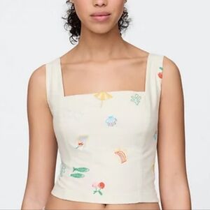 GAP Cream Crop Top with Colorful Beach Vibes